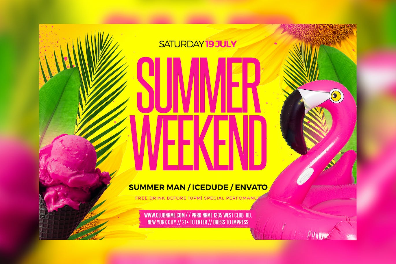 夏季周末活动传单素材 Summer Weekend Flyer