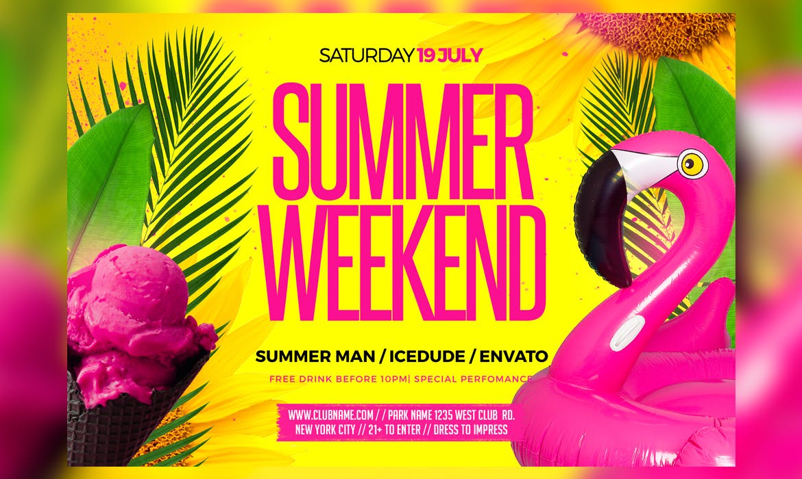 夏季周末活动传单素材 Summer Weekend Flyer