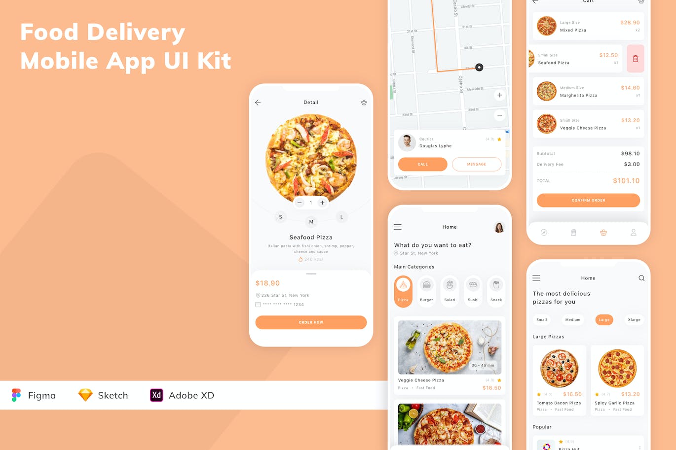 送餐App移动应用程序UI套件 Food Delivery Mobile App UI Kit