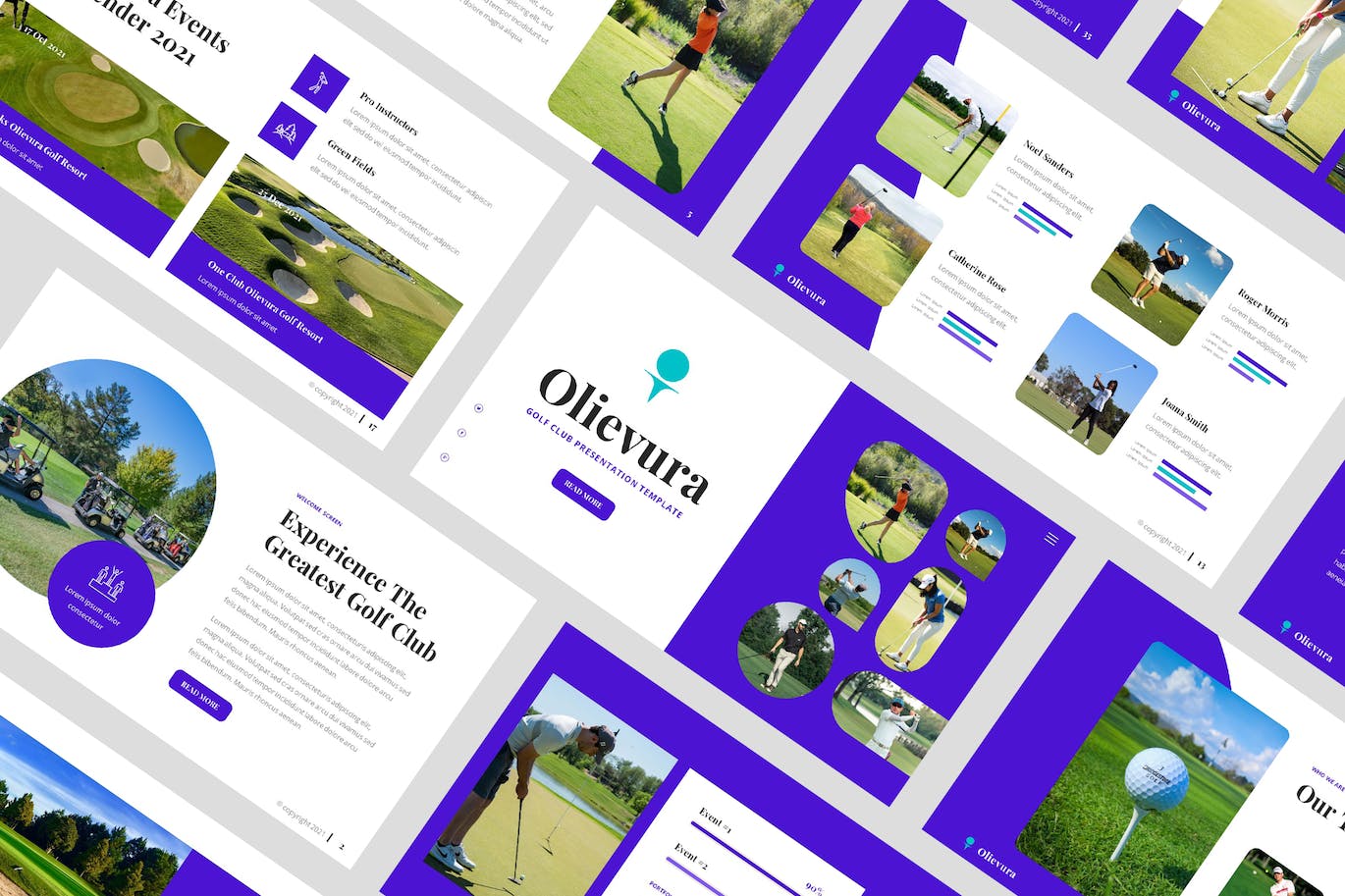 高尔夫俱乐部和运动Powerpoint幻灯片模板 Olievura – Golf Club &amp; Sport PowerPoint Template