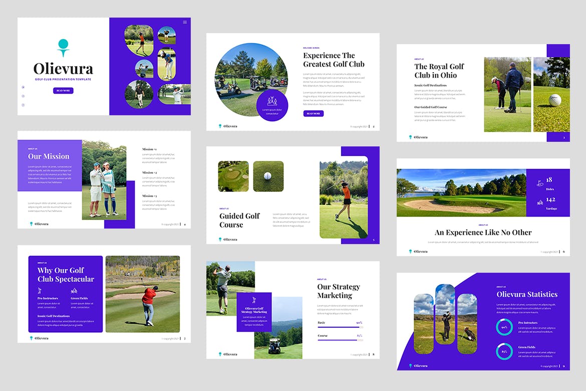 高尔夫俱乐部和运动Powerpoint幻灯片模板 Olievura – Golf Club &amp; Sport PowerPoint Template