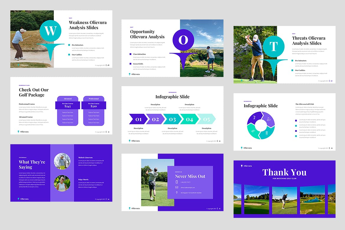 高尔夫俱乐部和运动Powerpoint幻灯片模板 Olievura – Golf Club &amp; Sport PowerPoint Template