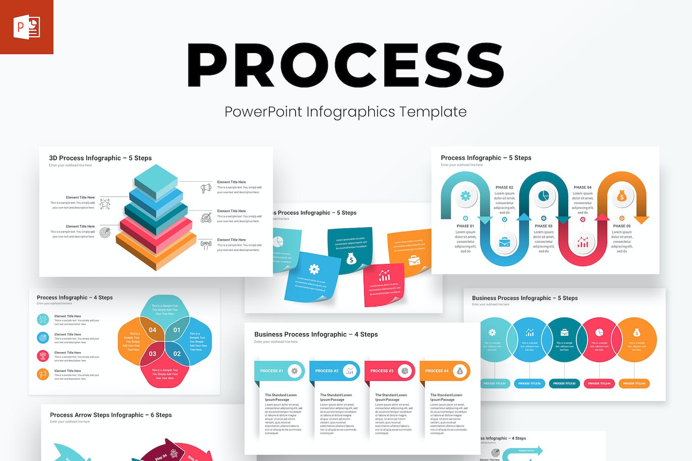 步骤过程信息图表Powerpoint模板 Process Infographics PowerPoint Template