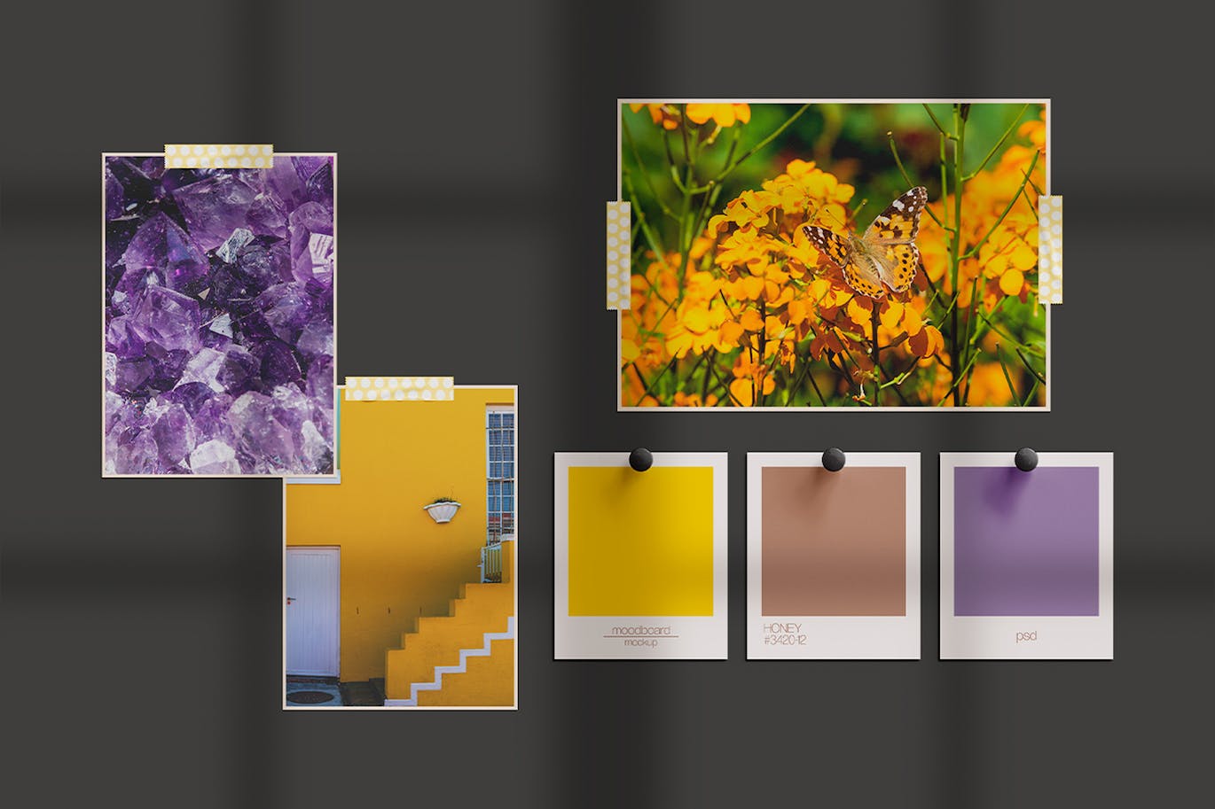 视觉工具情绪板照片墙样机模板v4 Moodboard Mockup
