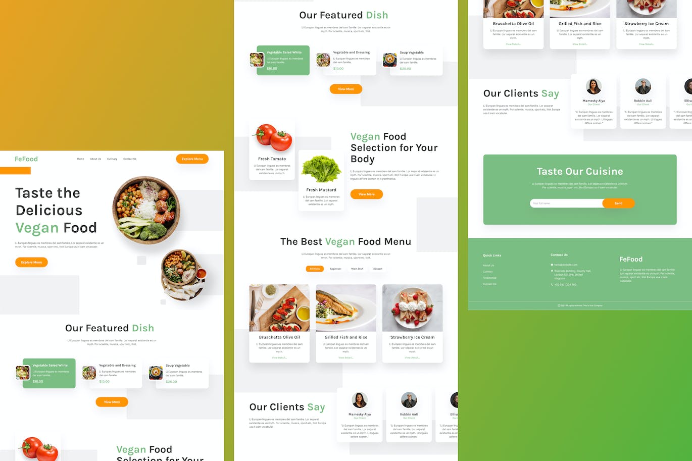 素食餐厅网站着陆页Figma设计 FeFood &#8211; Vegan Food Landing Page