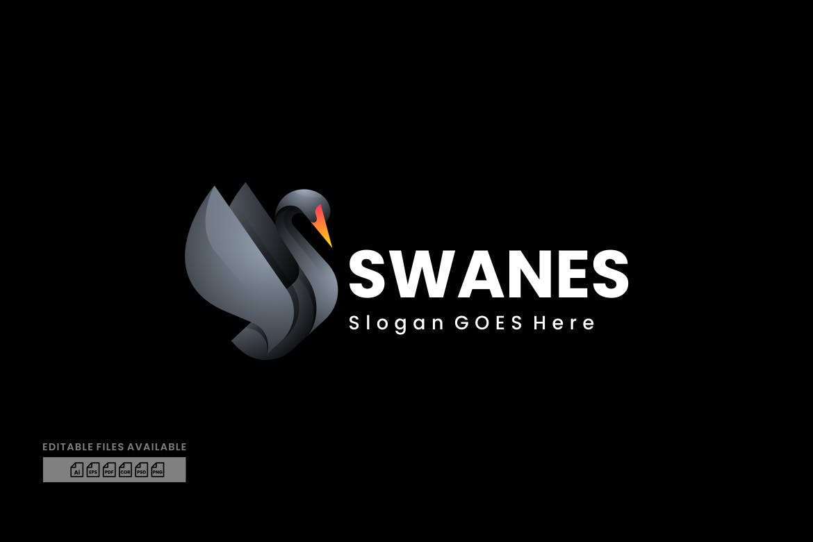 天鹅渐变彩色Logo标志设计模板 Swan Gradient Colorful Logo