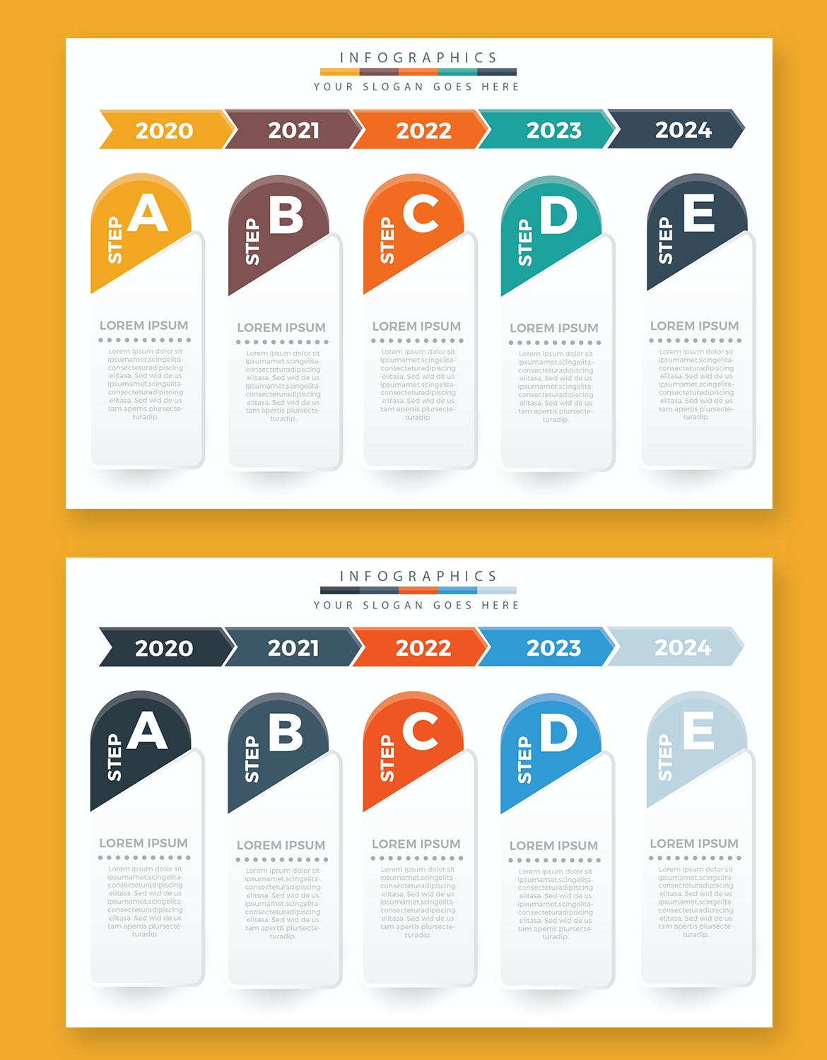 5个步骤流程信息图表元素模板 5 Step Infographic Elements