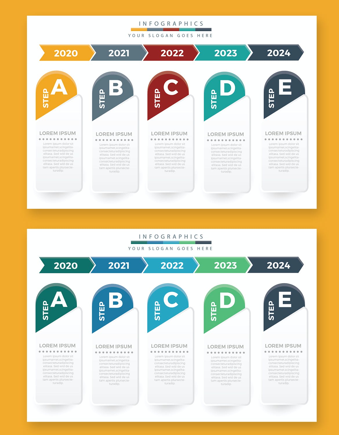 5个步骤流程信息图表元素模板 5 Step Infographic Elements