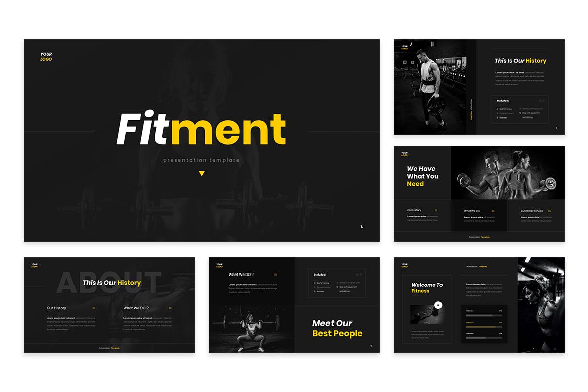 强健身体健康活力幻灯片演示PPT模板 Fitment &#8211; Fitness Powerpoint Template