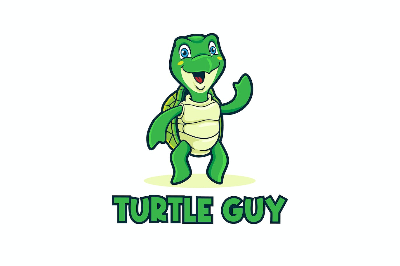 乌龟卡通吉祥物Logo标志模板 Turtle Cartoon Logo Mascot