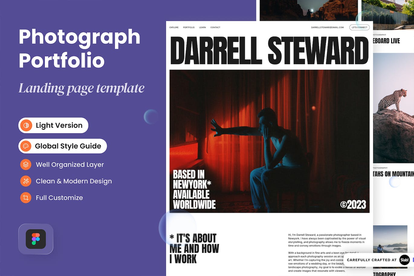 摄影网站着陆页模板 Darrel &#8211; Photograph Landing Page