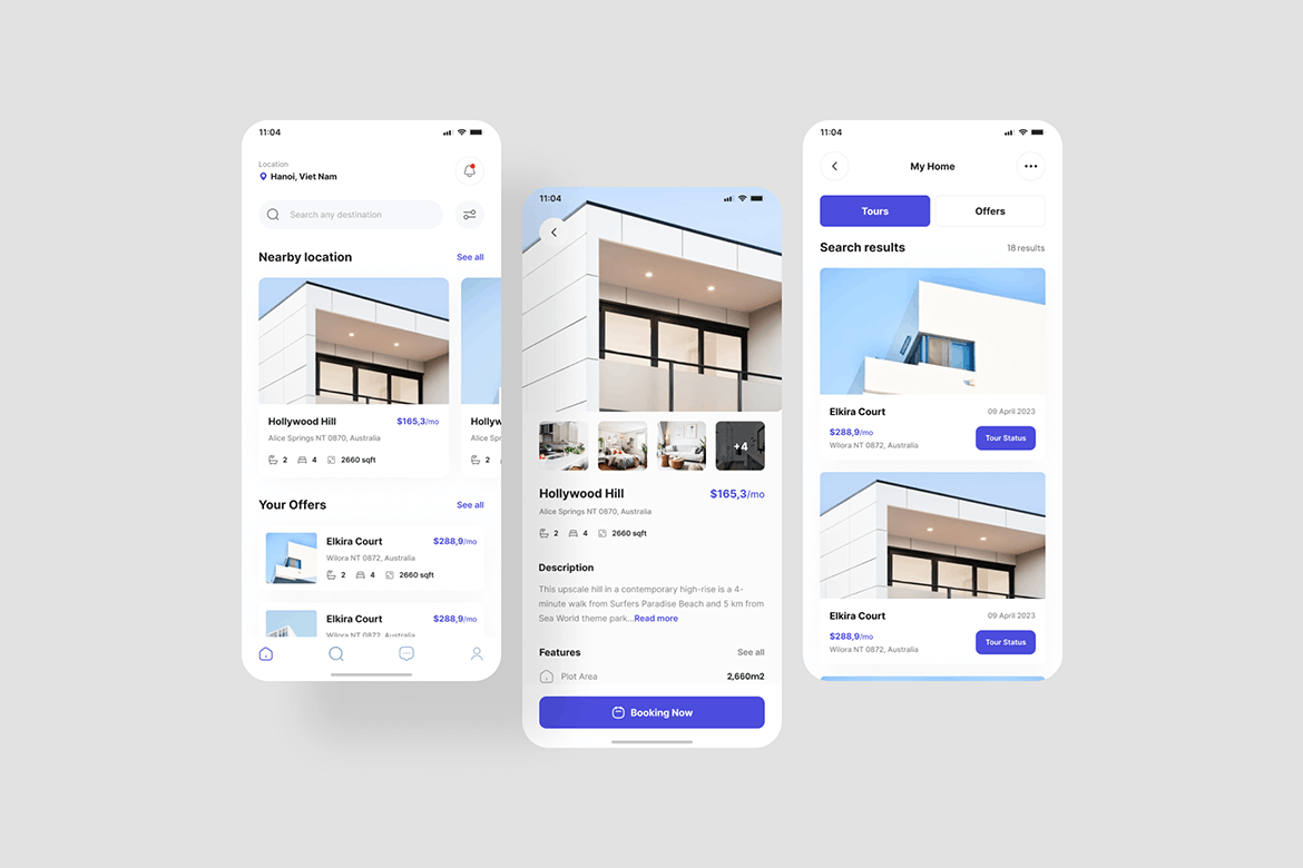 地产业务App界面设计UI模板套件 Nesta &#8211; Real Estate Mobile App UI Kit