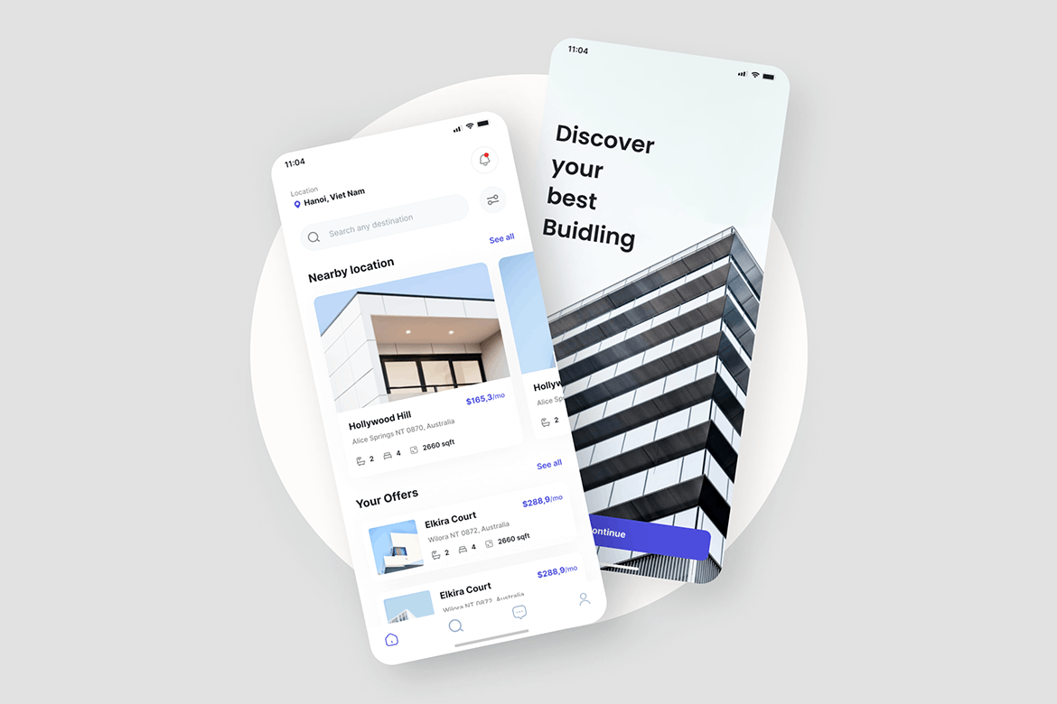 地产业务App界面设计UI模板套件 Nesta &#8211; Real Estate Mobile App UI Kit