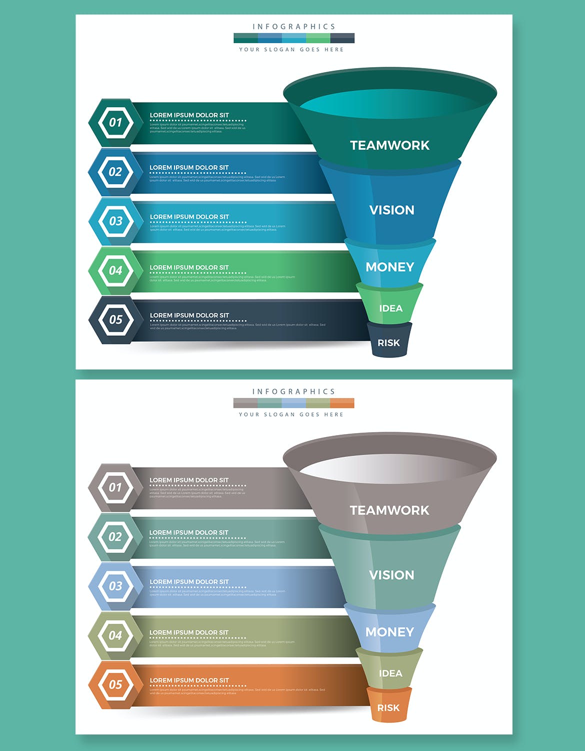 分层漏斗信息图表元素模板 Funnel Infographic Elements