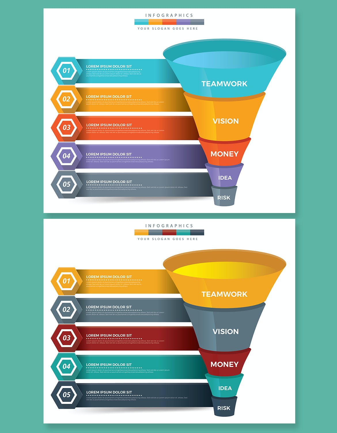 分层漏斗信息图表元素模板 Funnel Infographic Elements