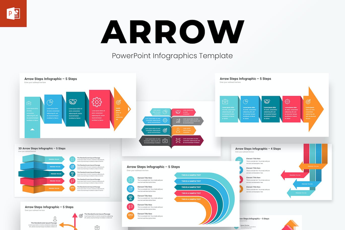 箭头信息图表PowerPoint模板 Arrow Infographics PowerPoint Template Diagrams