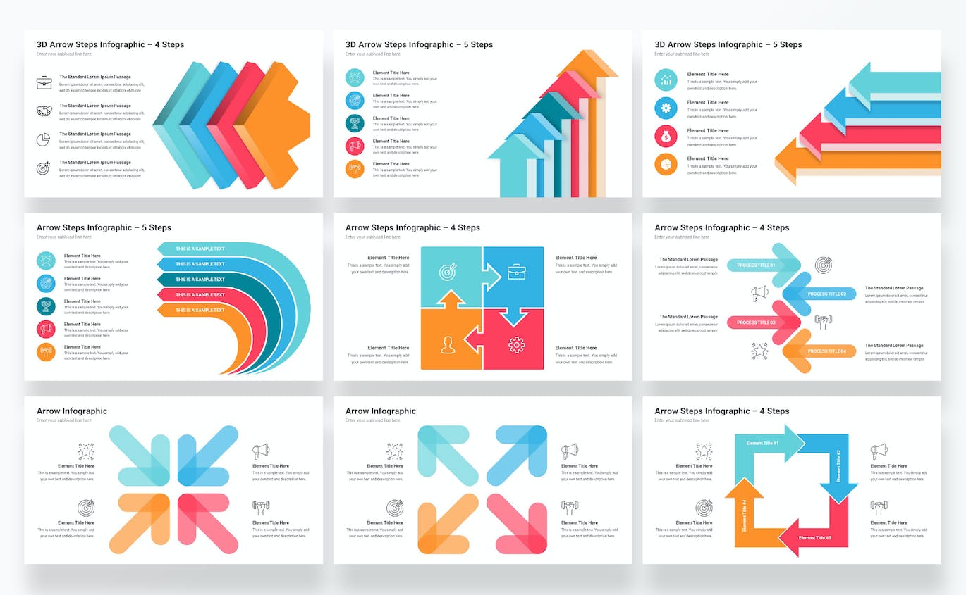 箭头信息图表PowerPoint模板 Arrow Infographics PowerPoint Template Diagrams