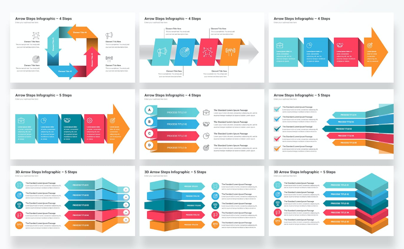 箭头信息图表PowerPoint模板 Arrow Infographics PowerPoint Template Diagrams