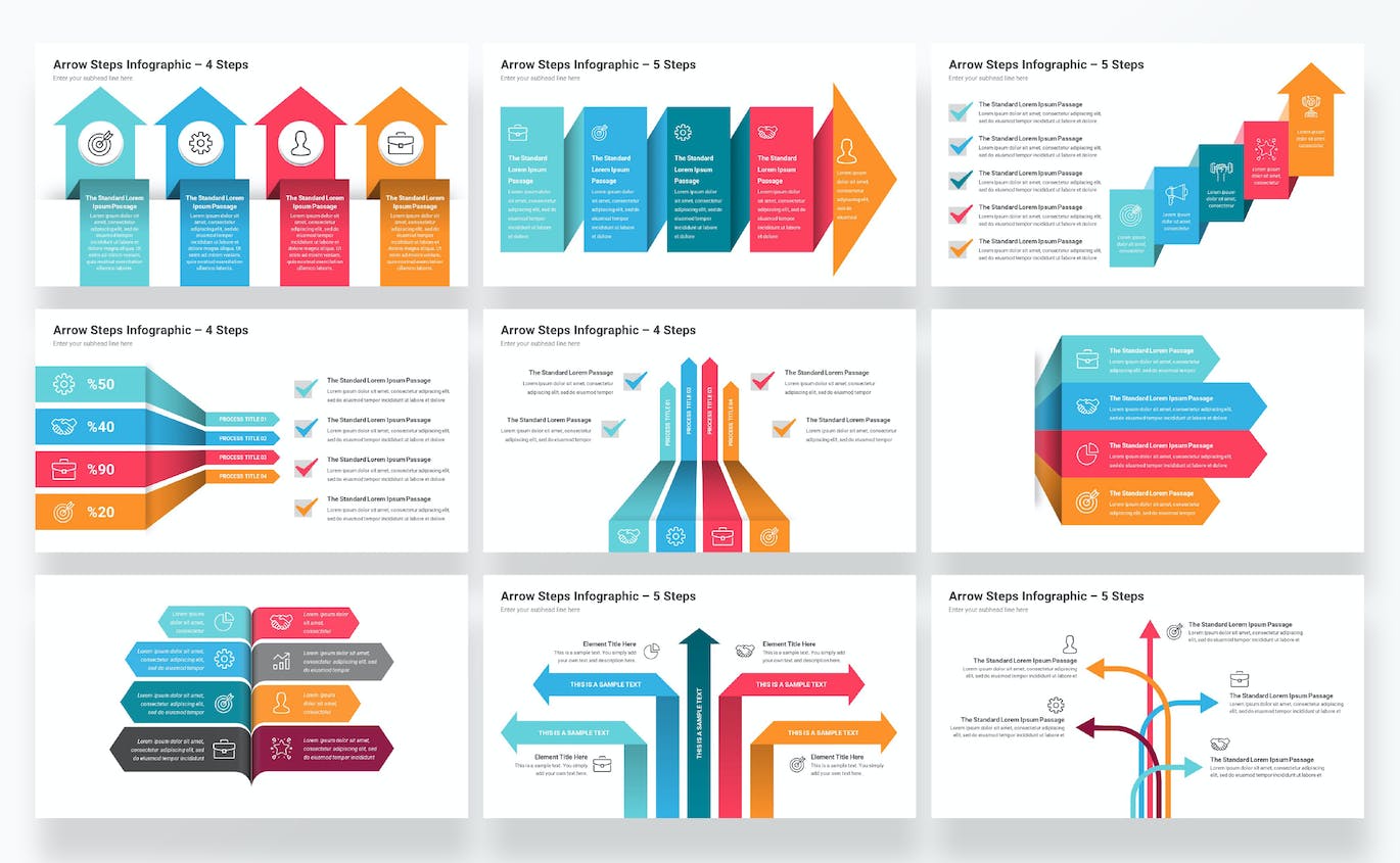 箭头信息图表PowerPoint模板 Arrow Infographics PowerPoint Template Diagrams