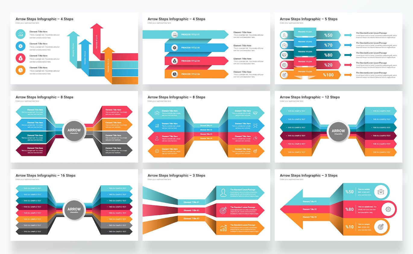 箭头信息图表PowerPoint模板 Arrow Infographics PowerPoint Template Diagrams