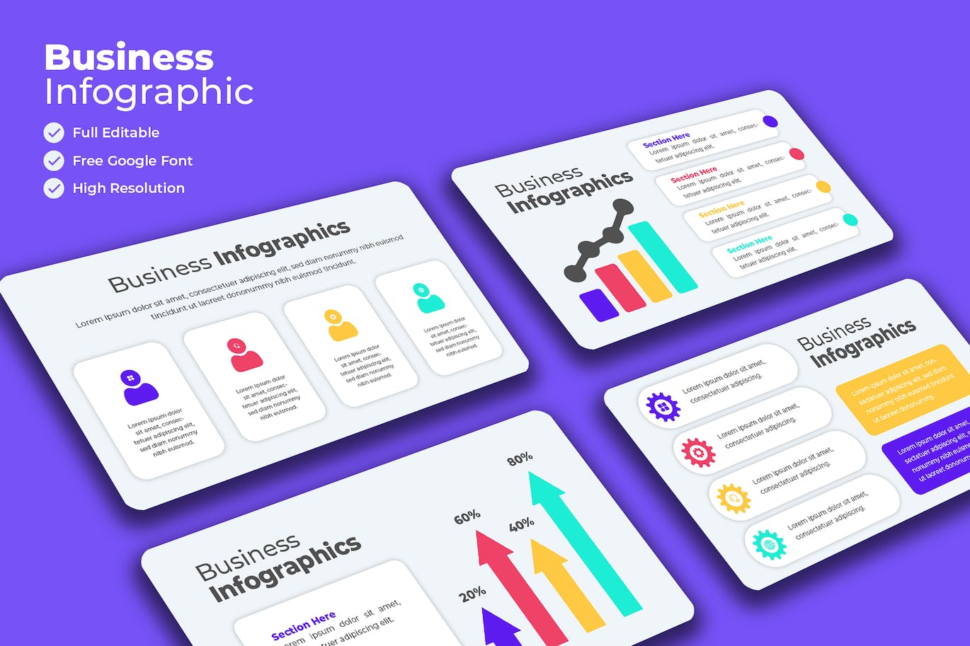 市场趋势信息图表模板 Business Infographics Set