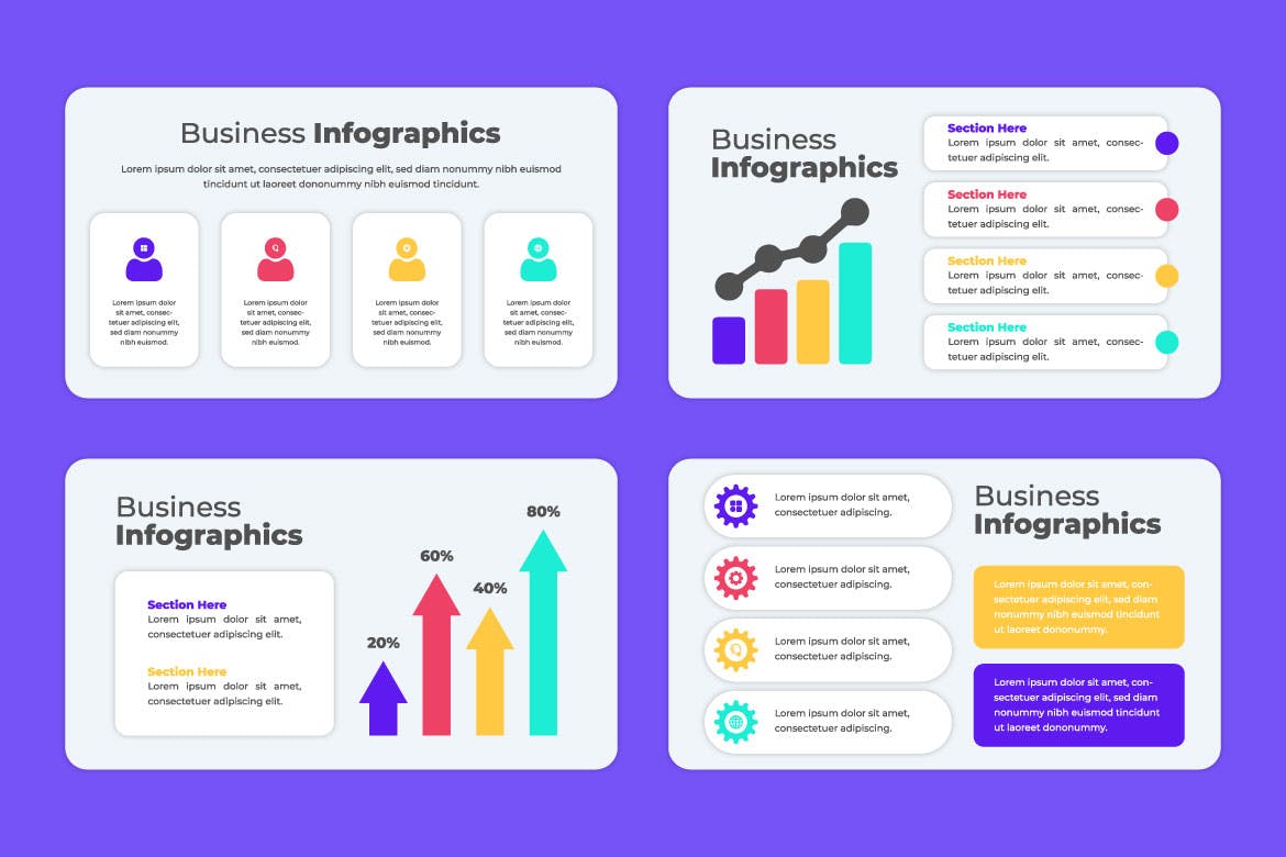 市场趋势信息图表模板 Business Infographics Set