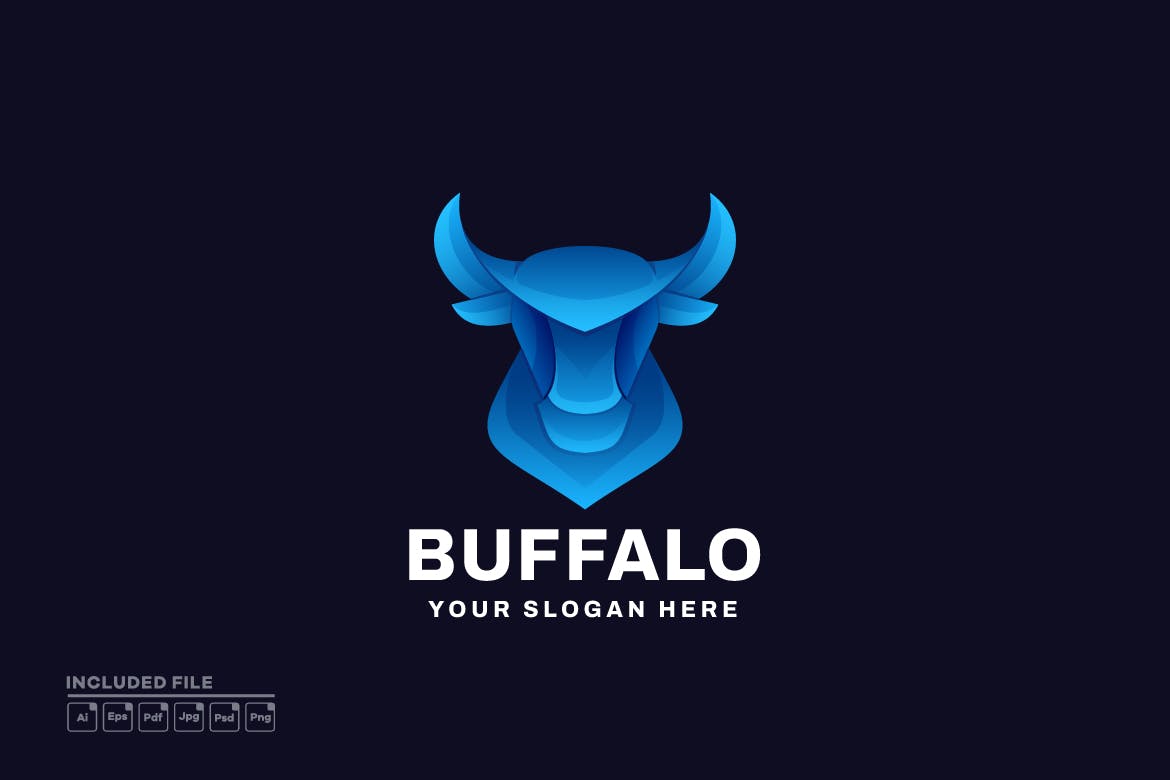 水牛卡通渐变Logo标志模板 Buffalo Gradient Logo