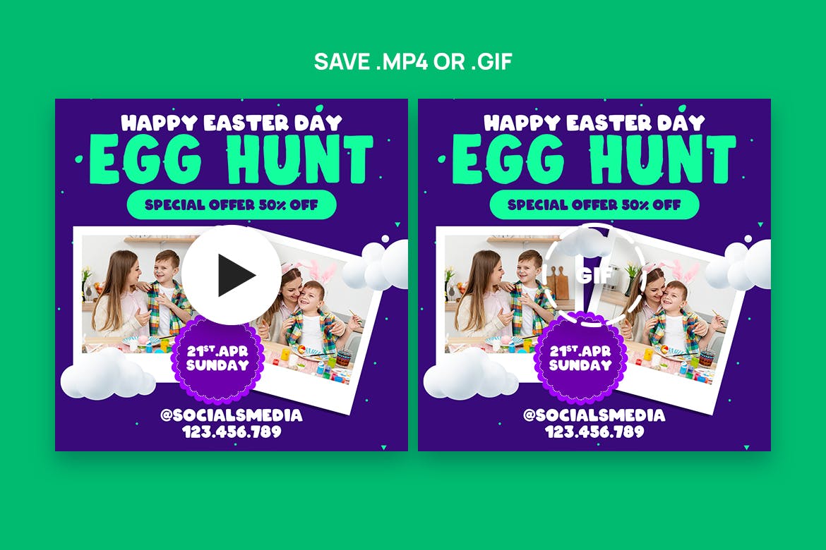 复活节彩蛋活动GIF动态广告Banner模板 GIF Banners &#8211; Easter Banners Template