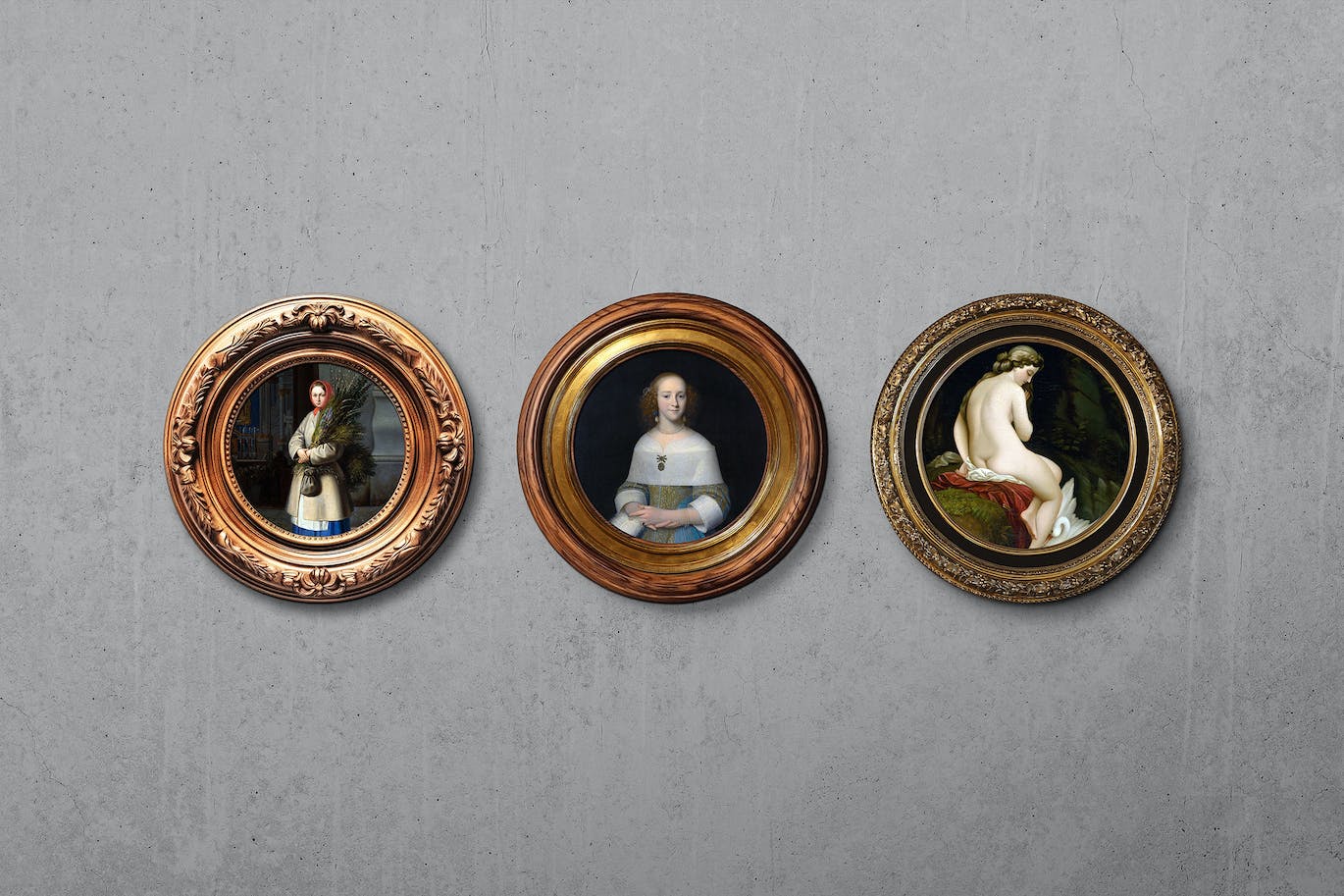 15&#215;15圆形旧古董作品画框相框样机模板 Frame Mockup Round 15 x 15 Old Antique