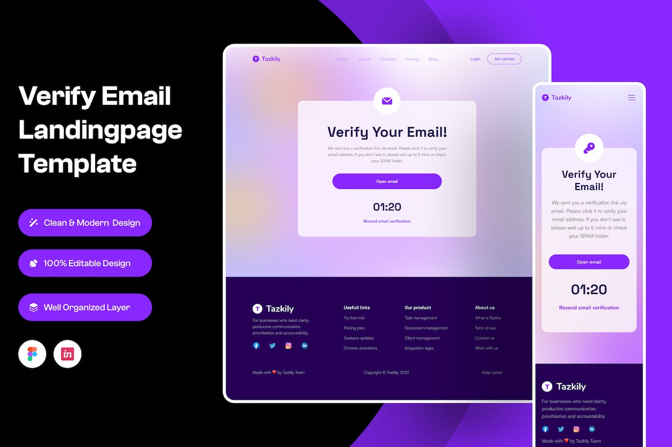 验证电子邮件页面设计模板 Verify Email Landingpage Template