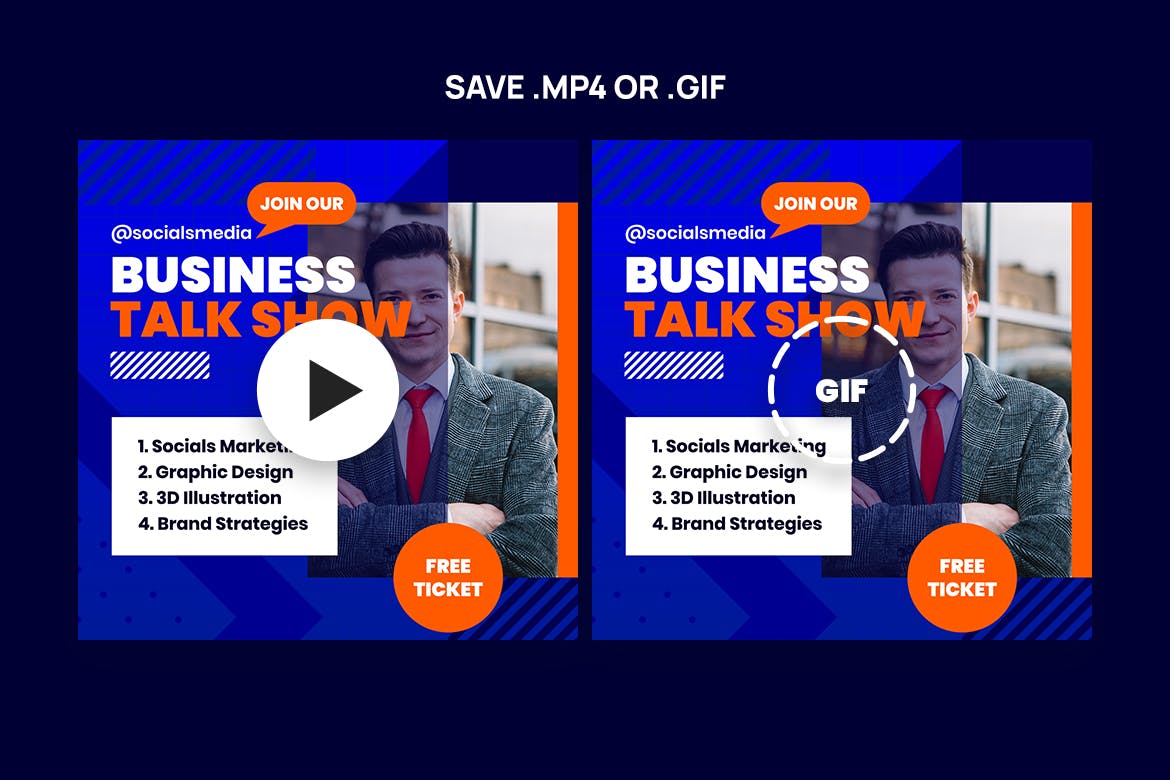 脱口秀活动GIF动态广告Banner模板 GIF Banners &#8211; Business Talk Show Banners Template