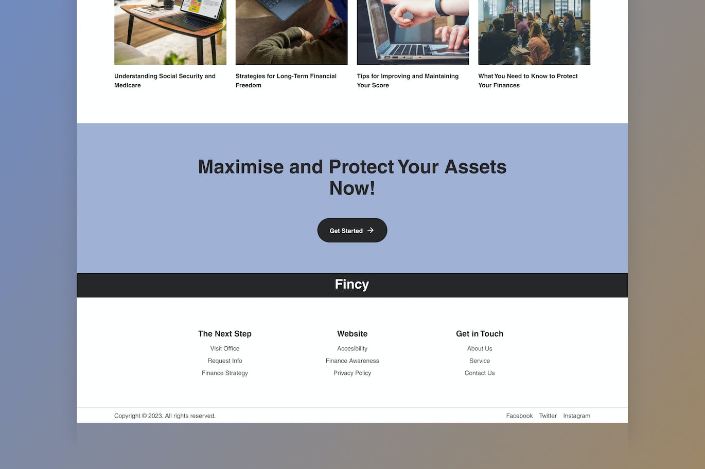 金融和商业网站着陆页UI模板 Fincy &#8211; Finance Landing Page