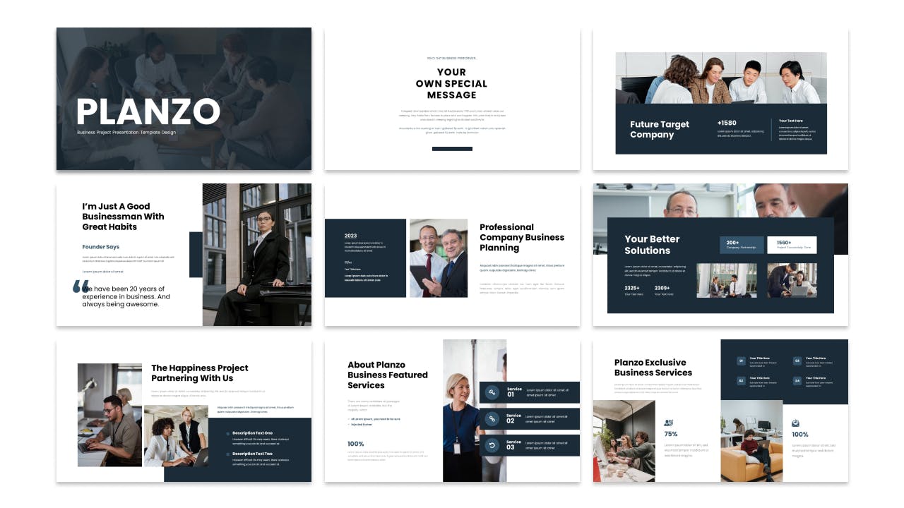 新技术与商业创新PPT演示文稿 Planzo &#8211; Business Presentation PowerPoint Template