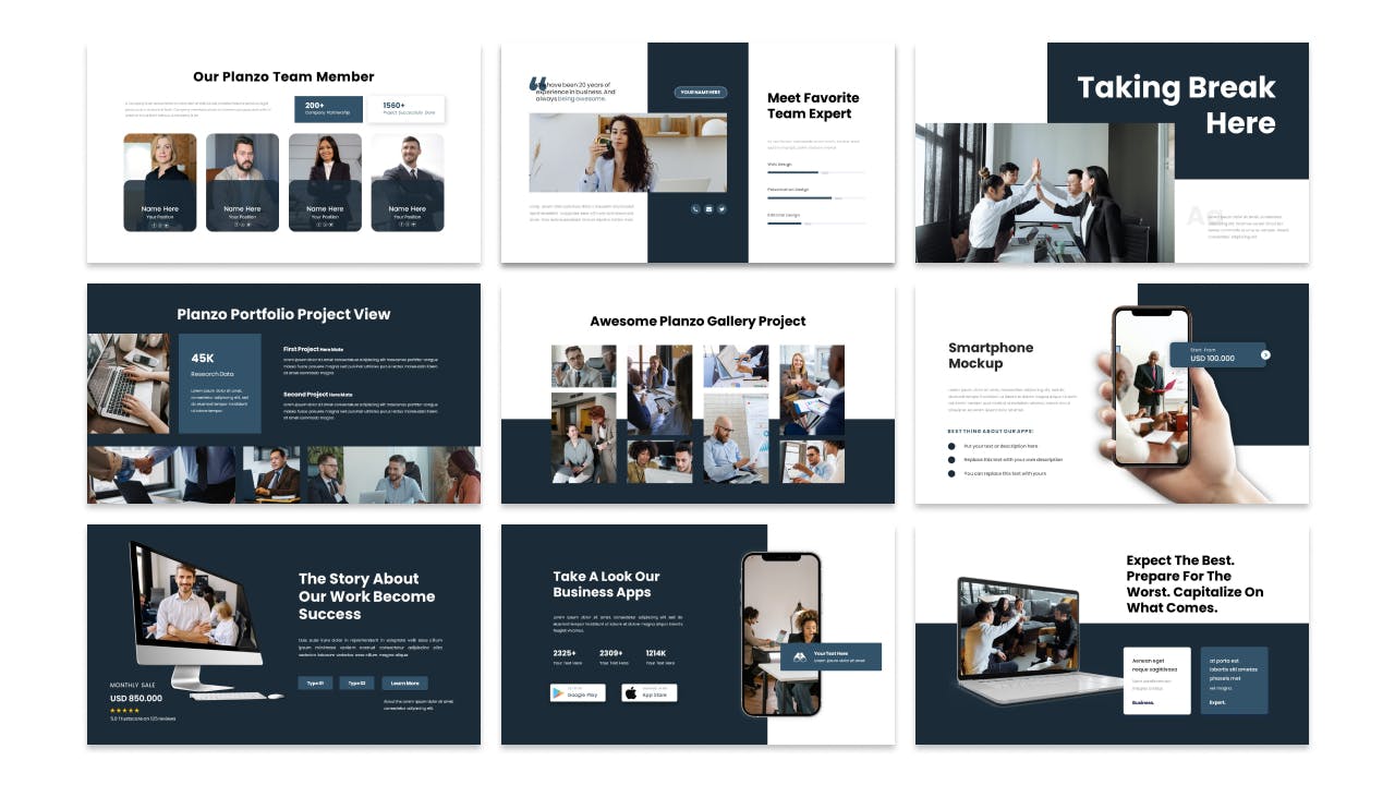 新技术与商业创新PPT演示文稿 Planzo &#8211; Business Presentation PowerPoint Template