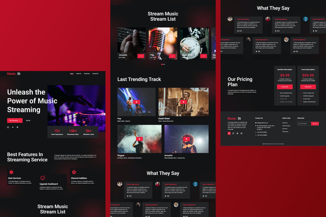 音乐流媒体网站着陆页Figma设计 MusicSt &#8211; Music Streaming Landing Page