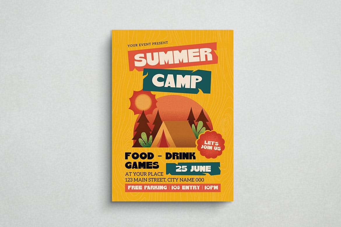 创意无限的夏令营探险活动海报模板 Summer Camp