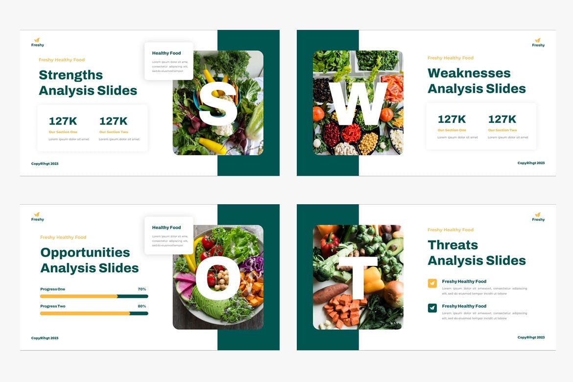 健康食品消费者指南PPT幻灯片模板下载 Freshy &#8211; Healthy Food Powerpoint Template