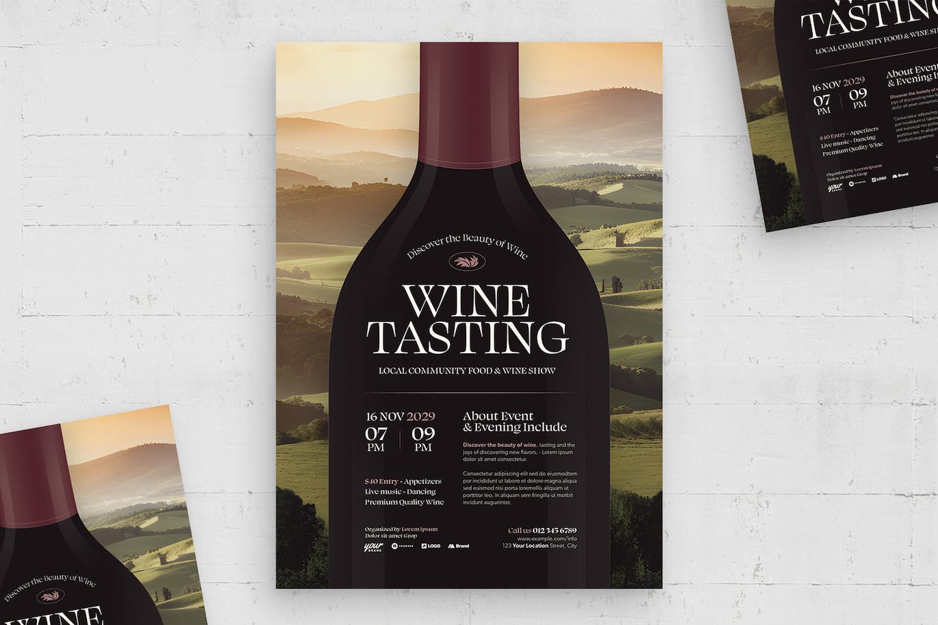 葡萄酒品酒活动传单模板下载 Wine Flyer Template