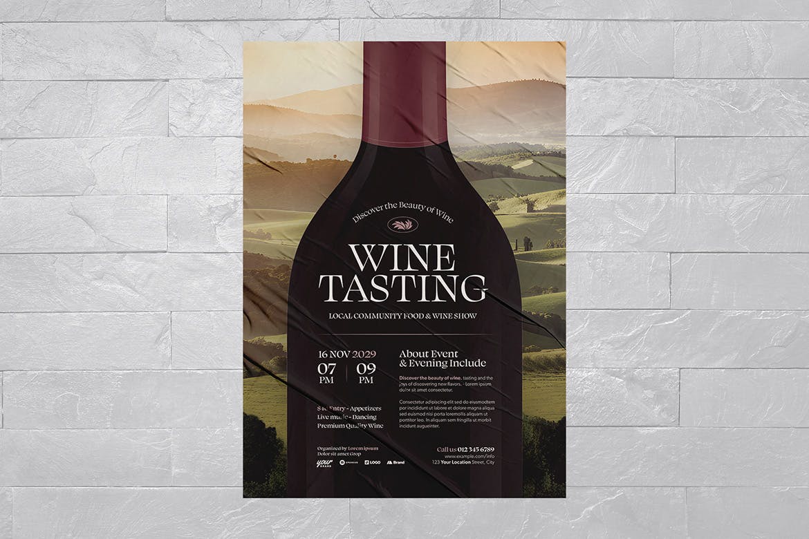 葡萄酒品酒活动传单模板下载 Wine Flyer Template