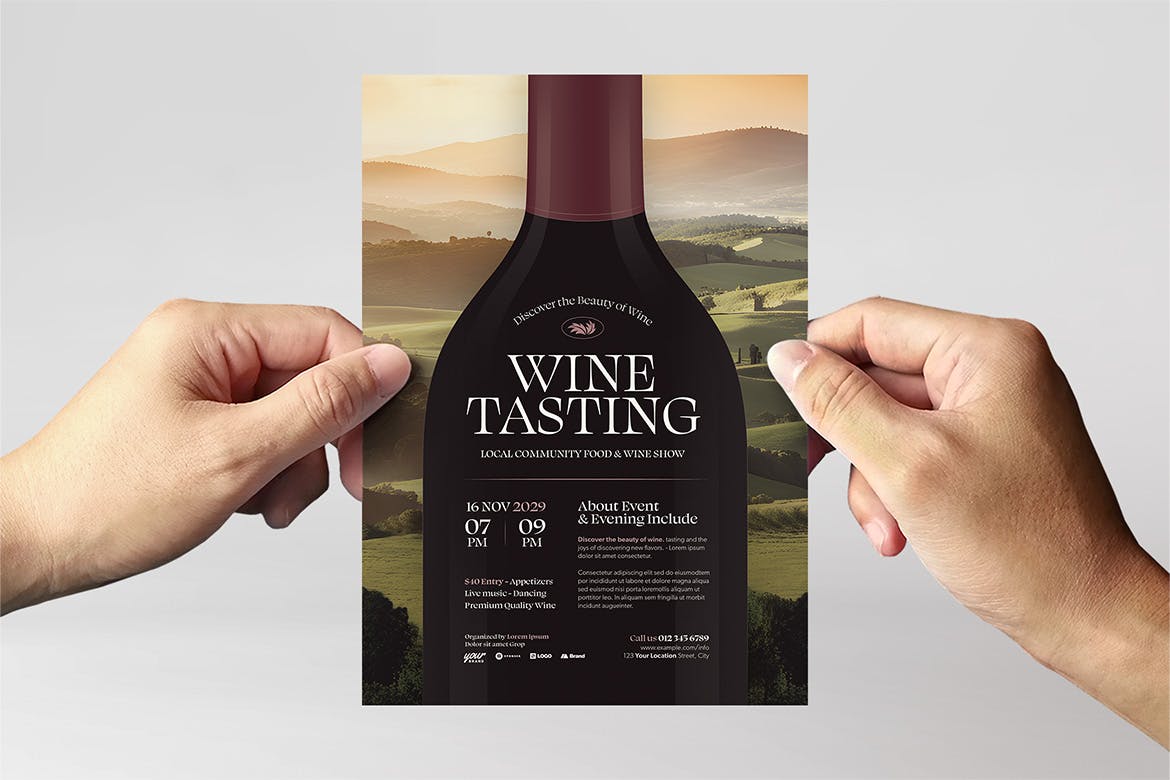 葡萄酒品酒活动传单模板下载 Wine Flyer Template