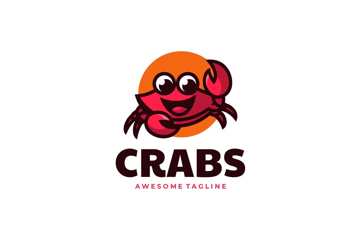 螃蟹吉祥物卡通标志Logo设计模板 Crabs Mascot Carton Logo