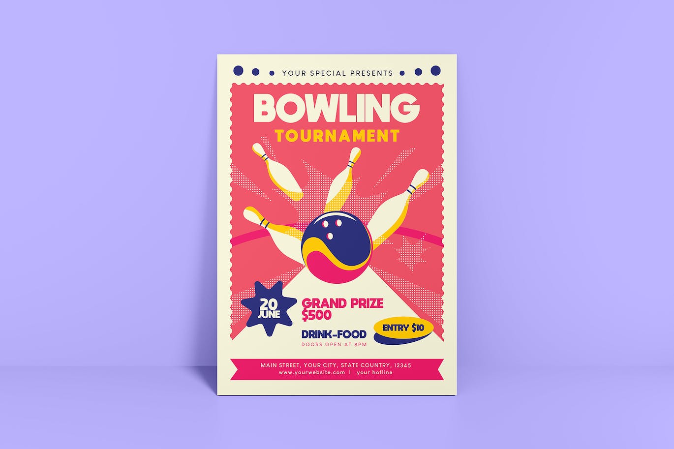 保龄球比赛传单素材 Bowling Tournament Flyer