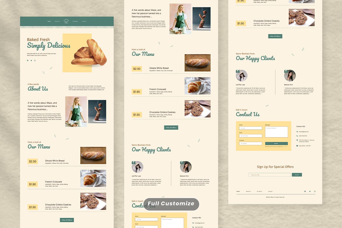面包店网站着陆页设计模板 Bakery Landing Page &#8211; Maze