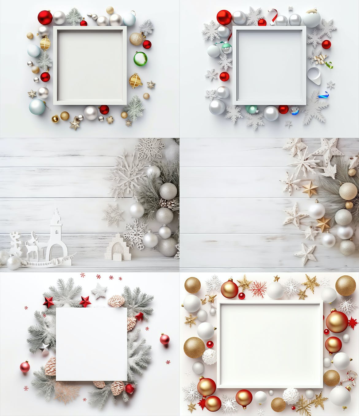 圣诞装饰元素背景图片素材 Christmas White Wooden Table &amp; Decorative Elements