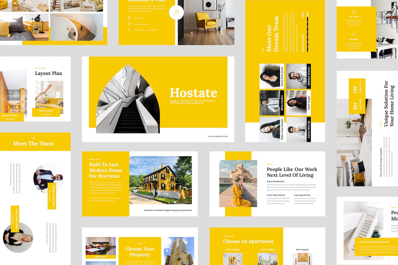 品质生活地产公寓谷歌幻灯片创意模板 Hostate – Single Property Google Slides Template