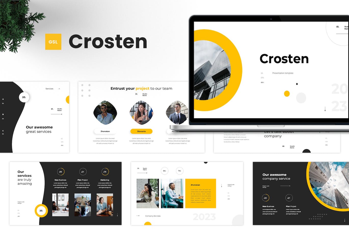 企业成长展示Google幻灯片设计模板 Crosten &#8211; Corporate Google Slides