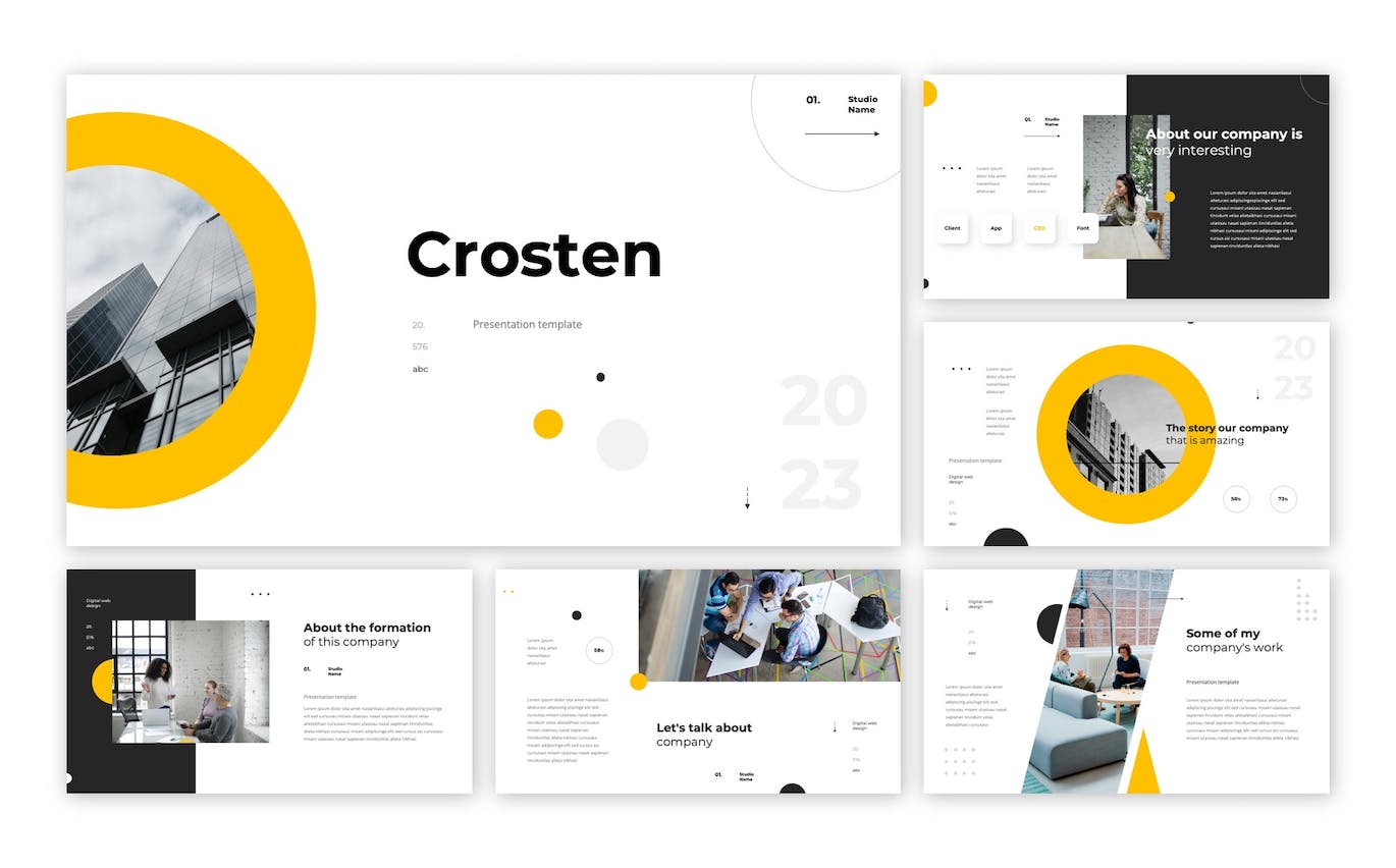 企业成长展示Google幻灯片设计模板 Crosten &#8211; Corporate Google Slides