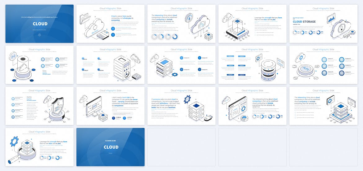 云存储服务数据图表Keynote模板 CLOUD &#8211; Keynote Infographics Slides