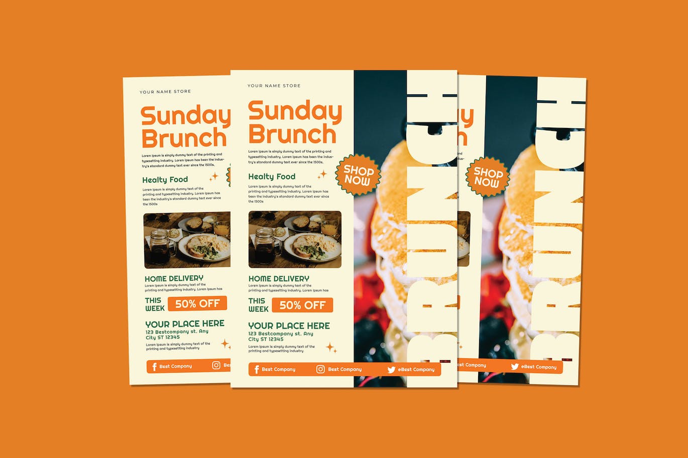 周日早午餐海报模板下载 Sunday Brunch Flyers