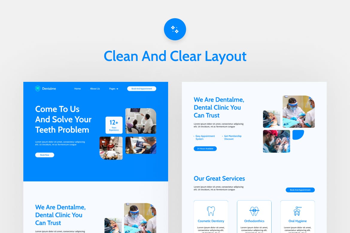 牙科诊所网站着陆页Figma模板 Dentalme Blue Dental Clinic Landing Page Figma